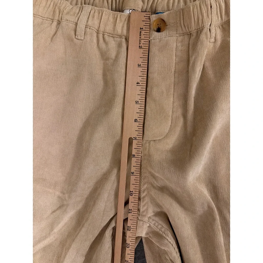 Commando Pants Mens L Corduroy Beige Elastic Waist Straight Leg Casual 761